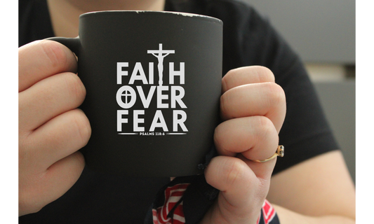 Faith Over Fear Mug – Inspirational Christian Coffee Cup, Motivational Gift